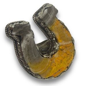 Bumblebee Jasper Natural Gemstone Adjustable Large Horseshoe Ring